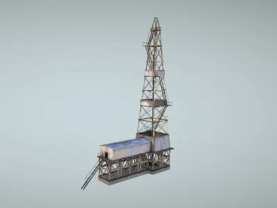 Oil Derrick Low-poly 3D model