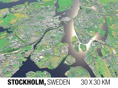 Stockholm Sweden 30x30km City Map 3D model