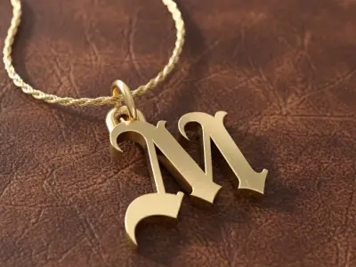 Gothic Letter M Pendant 3D print model