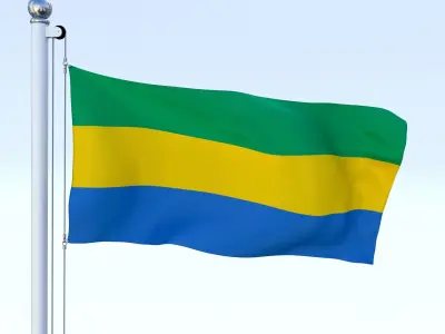 Animated Gabon Flag Low-poly 3D model