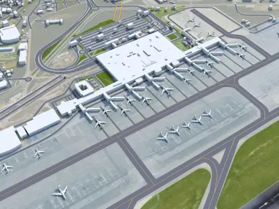 Sabiha Gokcen Airport Istanbul 12km Low-poly 3D model
