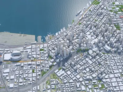 Seattle Downtown Washington USA Low-poly 3D model