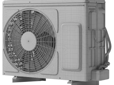 Hitachi air conditioner outdoor unit Low-poly 3D model