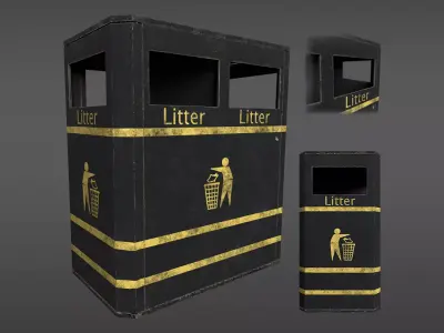Derby E Double Litter Bin 3D model