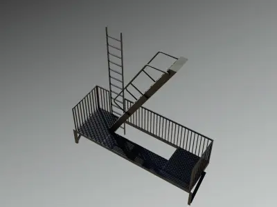 Fire Escape New York City Stairs Balcony NYC Low-poly 3D model