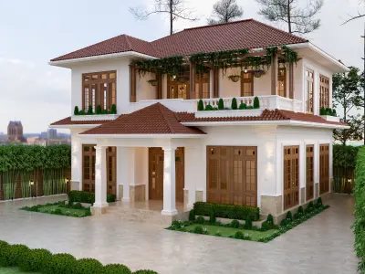 Villa scene 3D model