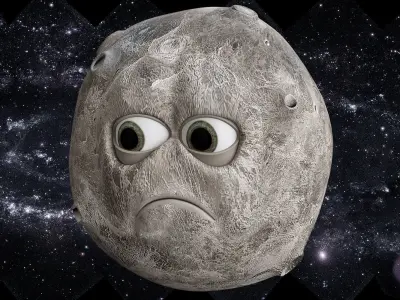 Moon palnet charecter with morpher 3d model Low-poly 3D model