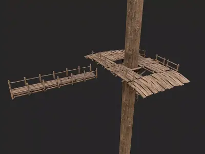 Wooden Tree House Shelters and Platforms 9 Low-poly 3D model