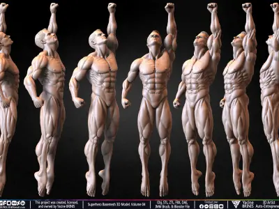 SuperHero Basemesh 3D Model Pose 04 Low-poly 3D model