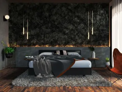 Bedroom modern with walls and wooden floors 3D print model