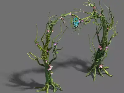 Wizard forest - tree door - tree light 3D model