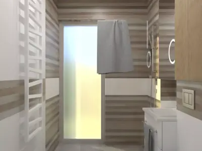 Bathroom modern with walls and wooden floors Free 3D model