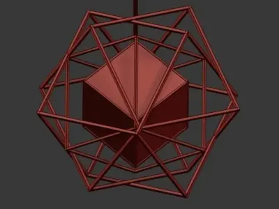 Cubist Small Chandelier Black 3D model