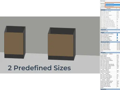 PARAMETRIC REVIT FAMILY Sink Base Cabinet Shelf 1 Door Handle 3D model