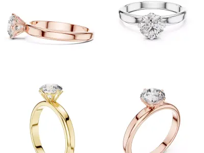 Crown Prong Engagement Ring CAD Design STL 3DM Jewelry 3D print model