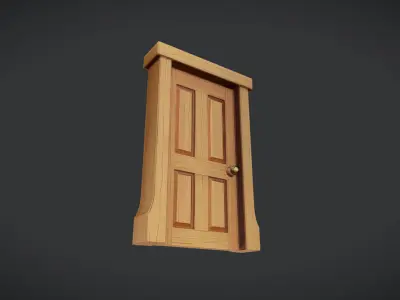 wooden door illustration 3D model