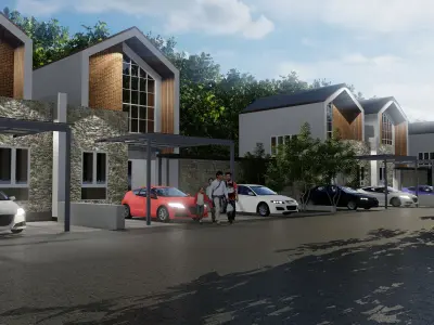 Modern 2 Storey House with Pool 12x12m SketchUp  Lumion 3D model