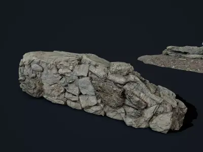 Pack - stone walls and stone piles  Low-poly 3D model