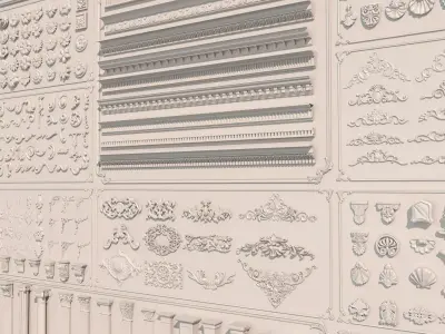 Collection stucco molding frame Low-poly 3D model get