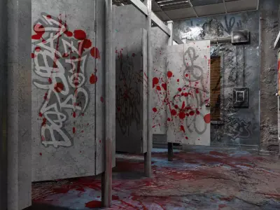 Old Hospital Toilet Room  Low-poly 3D model