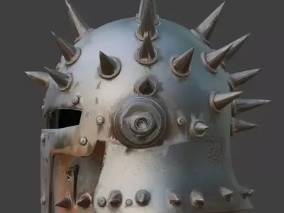 Wasteland Spiked Great-Helm 3D Model Low-poly 3D model