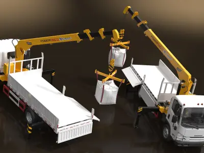  Isuzu NPR Manipulator Crane Lifts Cargo 
