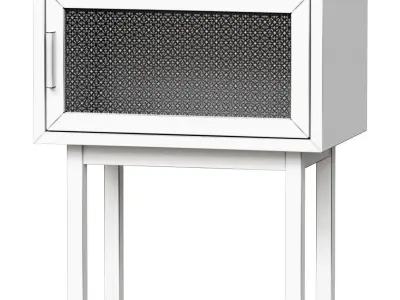 Cabinet with door made of wicker rattan WASKA 3D model