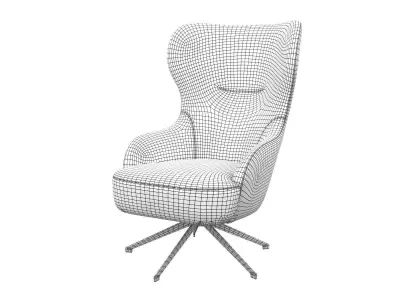 Melania Armchair and Pouf 3D model