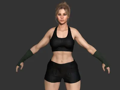 AAA 3D REALISTIC FEMALE CHARACTER - MUSCULAR BLONDE WOMAN Low-poly 3D model