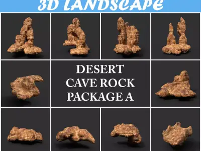 Low poly Desert Cave Modular Exterior Pack Low-poly 3D model