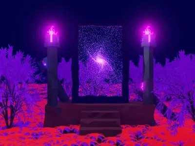 Low poly Portal tree in forest Free low-poly 3D model