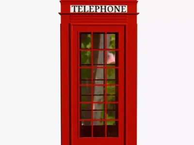 Briritsh Telephone Booth Low-poly 3D model