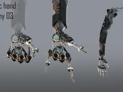 Robotic hand anatomy 03 3D model