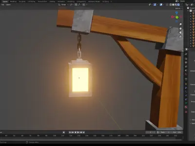 street light Medieval Lamp post Low poly  Low-poly 3D model