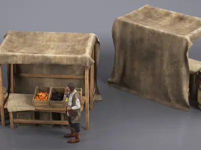  Medieval Farmer in Market 