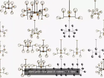 bistro globe clear glass chandelier 3D Model Pack
