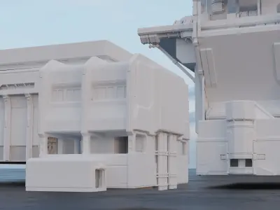 Scifi building kitbash pack Low-poly 3D model