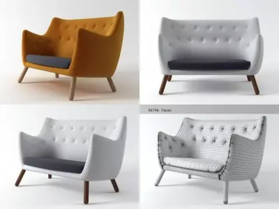 Poeten four different colored sofas 3D model