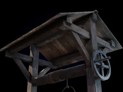 Medieval Brick Water Well Low-poly 3D model