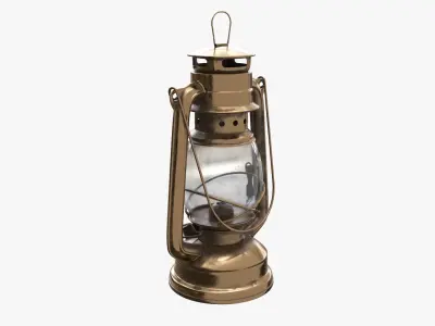 Old kerosene metal  lamp 01 3D model