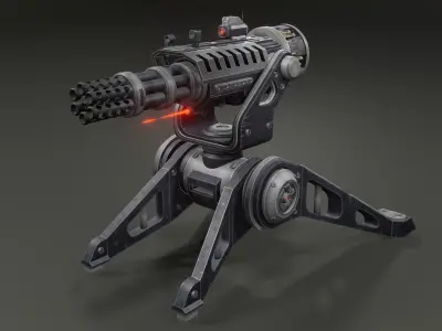 Stylized turret Low-poly 3D model