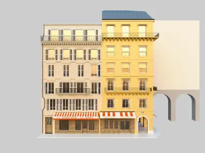 French Corner Building 3D model