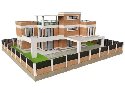 Modern Brick House 3 3D model