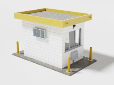 Security guard booth Low-poly 3D model