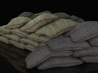Urban and Military Sandbag Wall Free 3D model