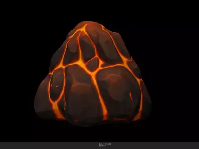 Stylized Lava Rock Game Ready - AI Low-poly 3D model purchase