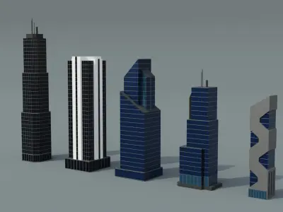 Low poly Buildings Pack Low-poly 3D model
