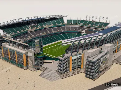 Lincoln Financial Field Stadium - Philadelphia USA  Low-poly 3D model