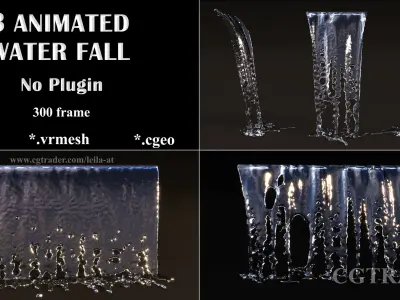 Animated waterfall  - NO PLUGINs 3D model
