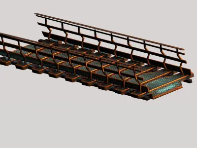 Sci-fi escalator stairs Low-poly 3D model